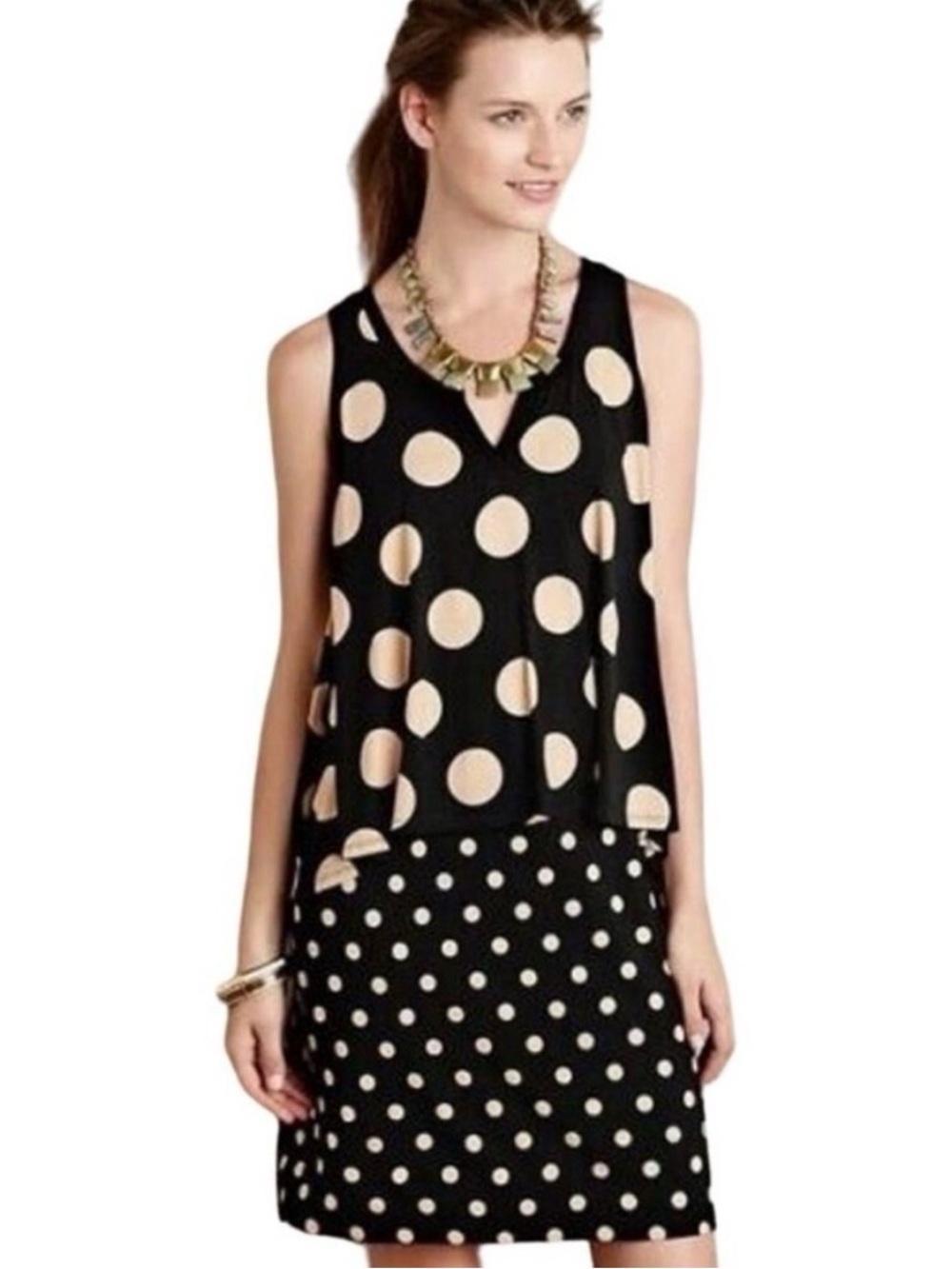 Anthropologie Maeve Davina Layered Polka Dot Dress